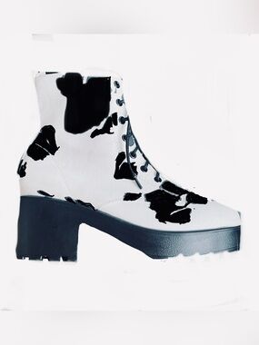 Koi brand Daisy cow print Chunky Lace-Up Women's Boot